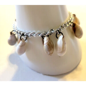 Vtg‎ Estate Silver Tone Bracelet Seashell Made in Germany Dangle Jewelry